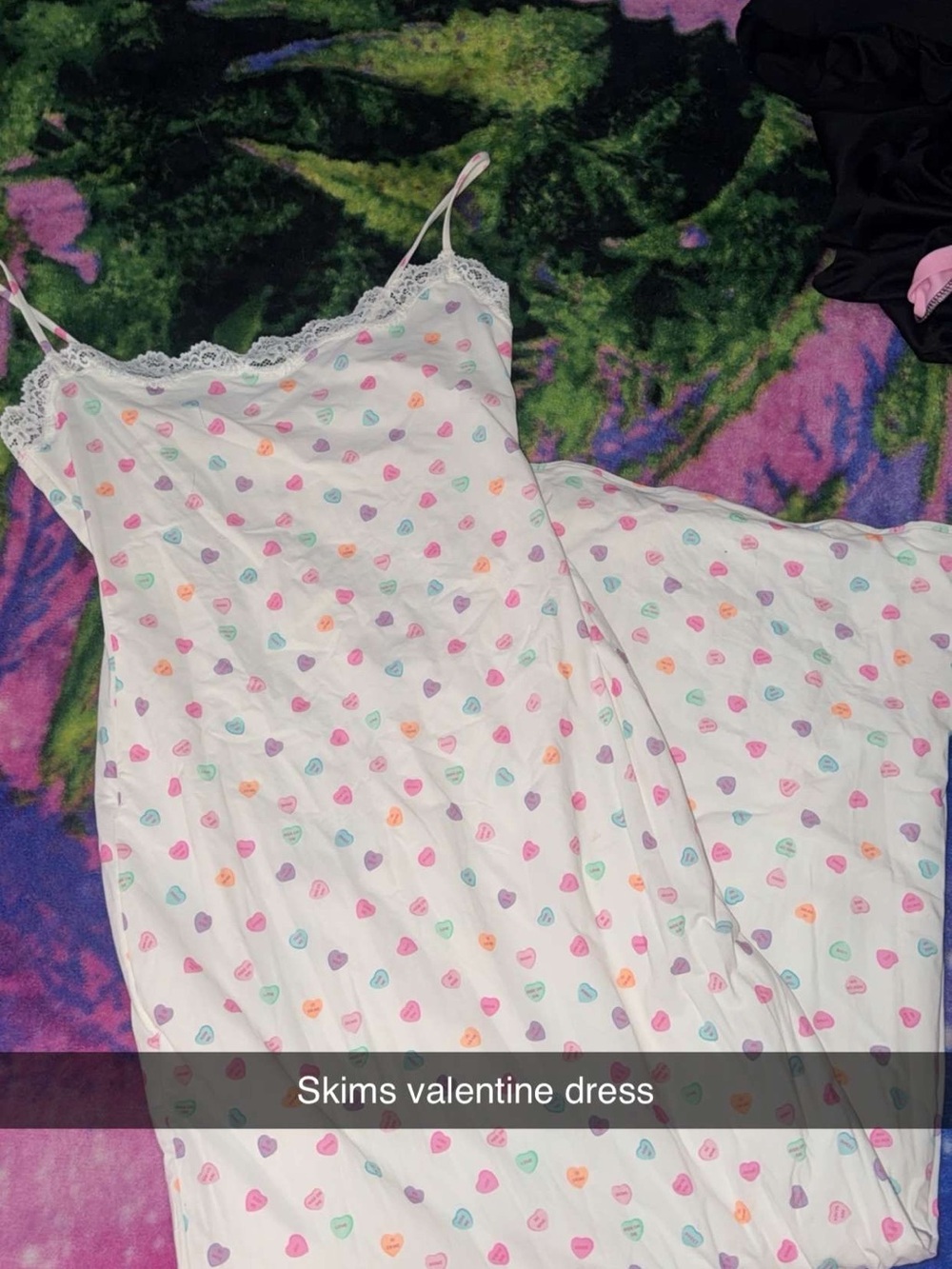 SKIMS White Heart-Print Lace Trim Slip
